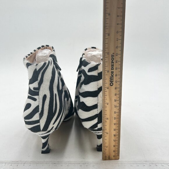 XYD Zebra Low Heel Ankle Boots Pointed Toe Side Zip Buckle Strap Event Shoes - Picture 5 of 8